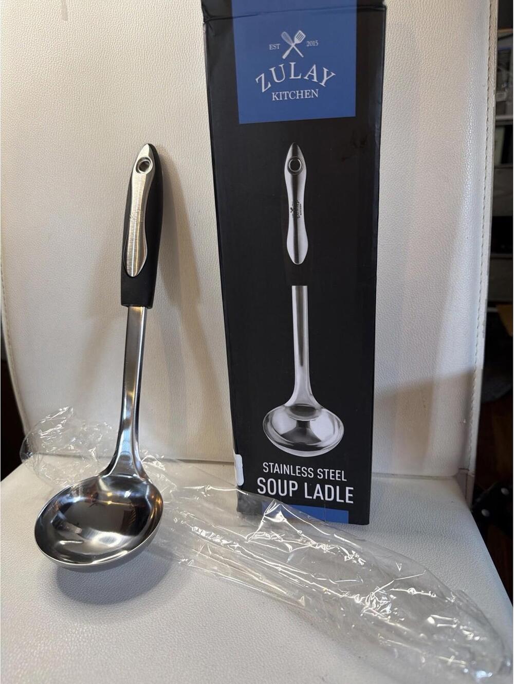 Zulay Kitchen Stainless Steel Soup Ladle Spoon Ergonomic Handle NEW